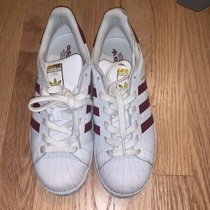 Adidas superstar white burgundy US 7